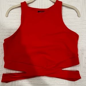 EXPRESS High Neck Cropped Tank with Cutouts on sides